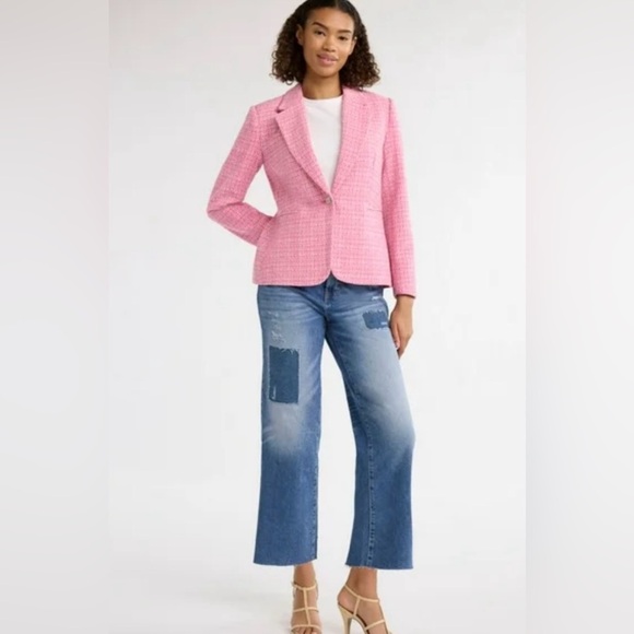 Free Assembly Women's Pink Tweed Blazer 2XL Mid-Length Business Jacket - Picture 5 of 9